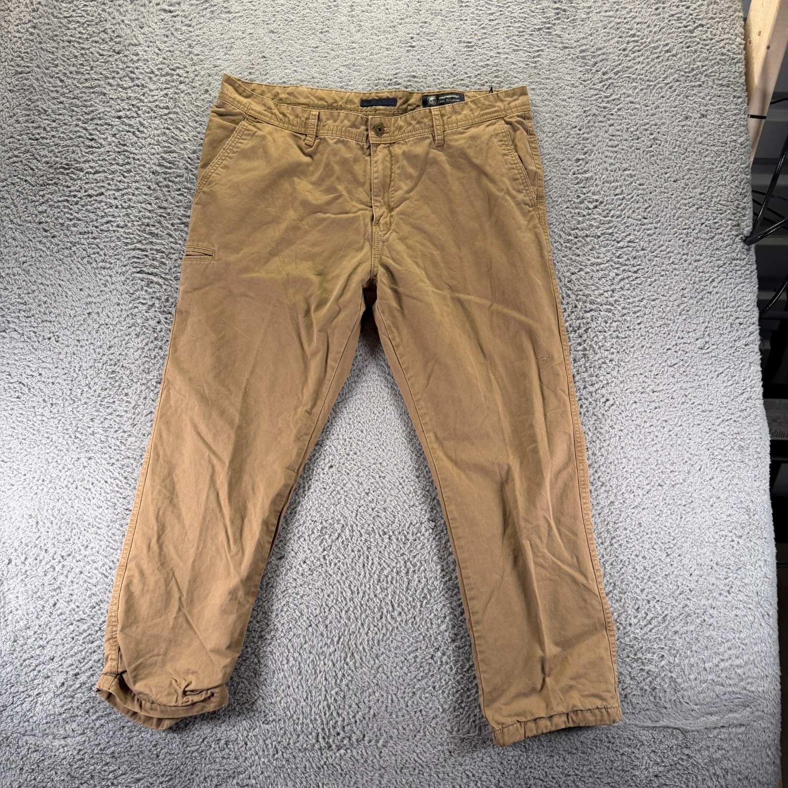 Weatherproof Vintage Pant Mens 40x30 Brown Cotton Khakis Flannel Lined Straight